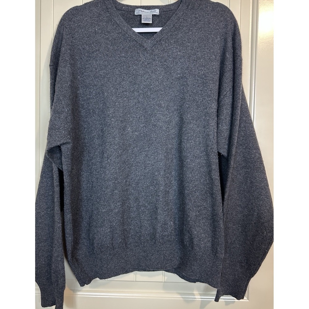 Roundtree & Yorke Platinum Label Cashmere Lambswool Angora v-neck sweater Sz L